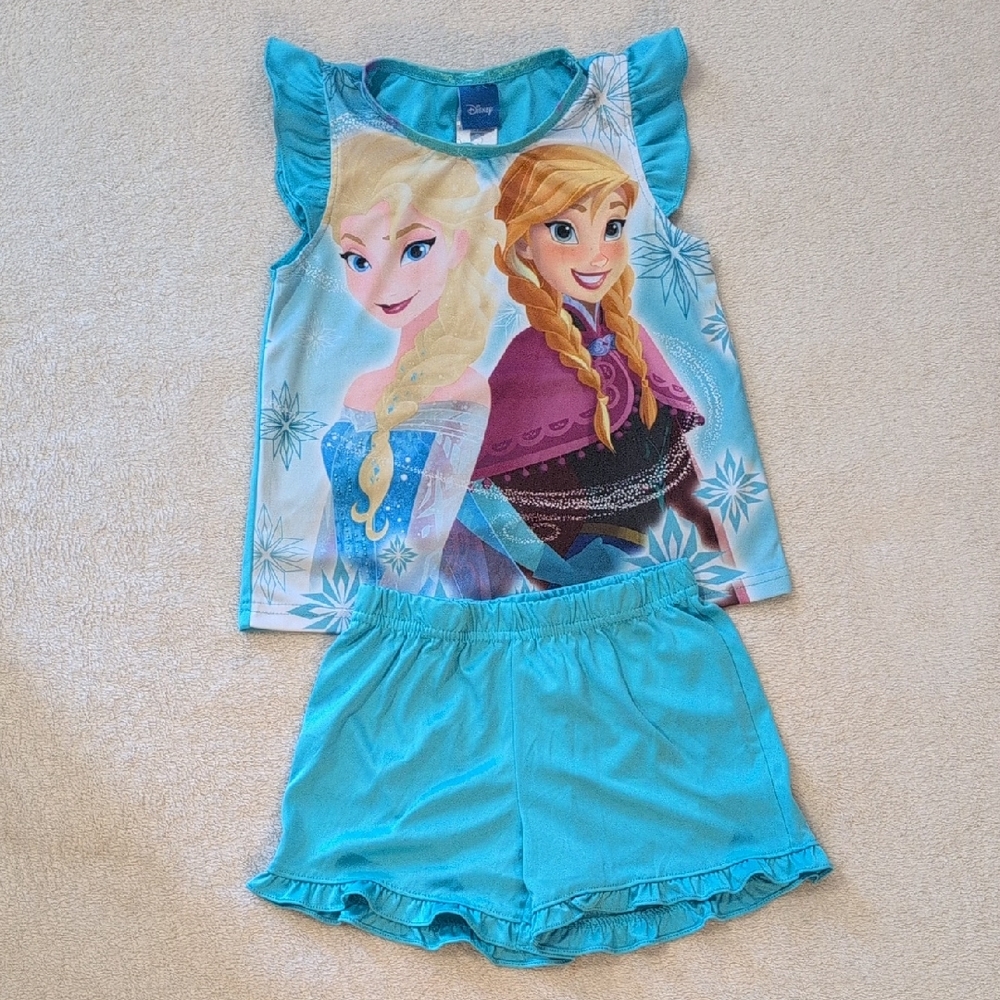 Disney Frozen Elsa & Anna Girls 2pc Set Size 6 Blue Ruffle